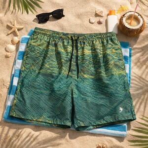 Beach Vacation REEL LEGENDS XL Swim Trunks Abstract Print Drawstring Lined